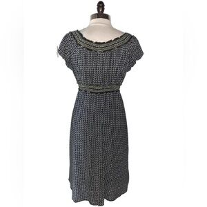 Max Studio Black and White Midi Dress with Green Accents